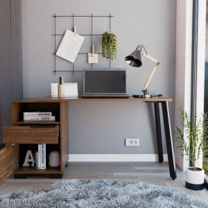 Oslo Writing Desk, Two Legs, One Drawer